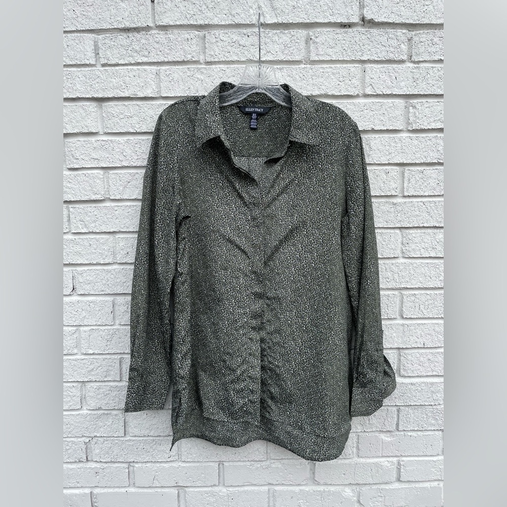 Ellen Tracy olive blouse
